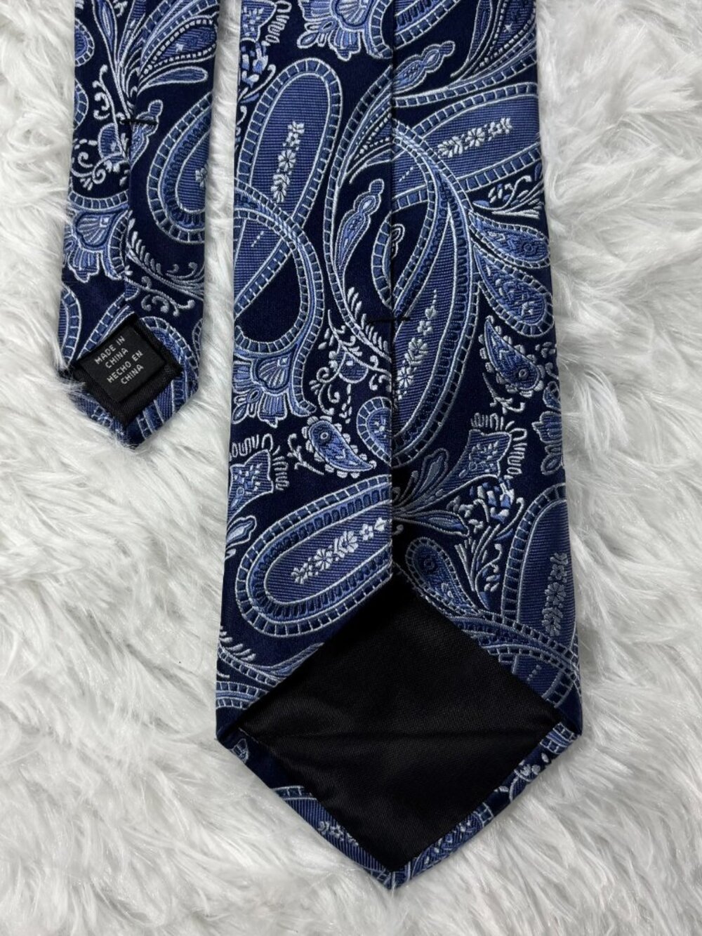 Navy Blue Paisley Silk Tie Mens Premium Jacquard Woven Classic Necktie 3.5 W